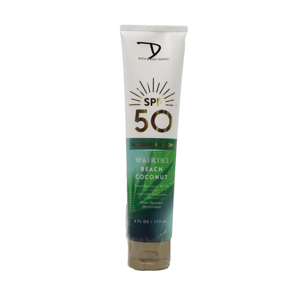 Bath & Body Works Waikiki Beach Coconut Sunscreen Lotion SPF50 6 oz EXP 04/2026